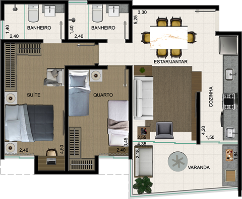 Planta do 4º ao 9º Pavimento / Final 02 - Residencial Gabrielle